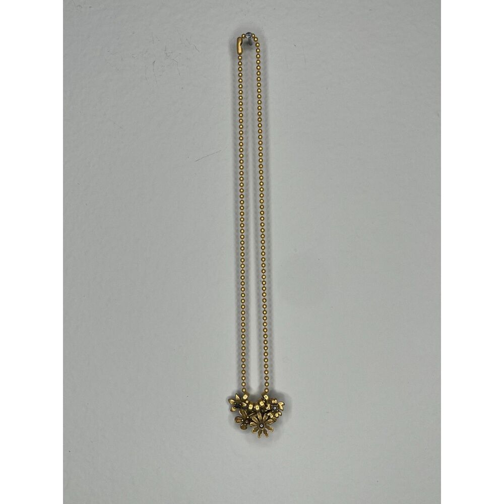 Gold Tone Flower Charm Necklace with Ball Chain - Boho Chic